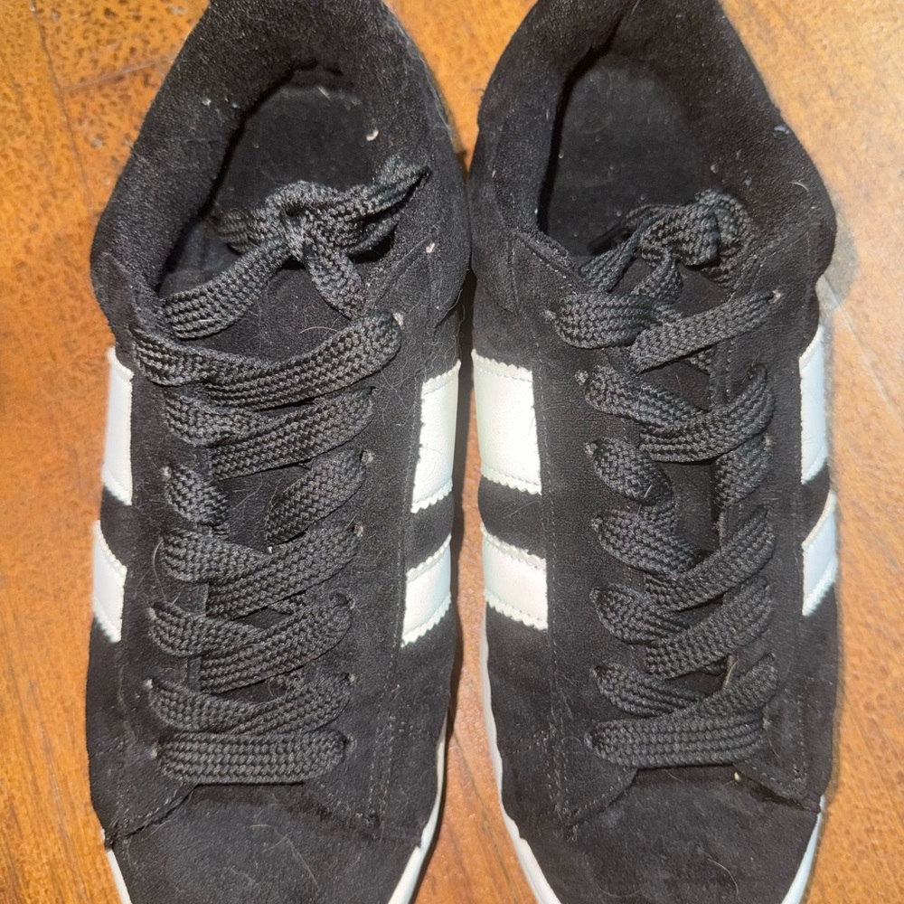 Madden Girl Black Sneakers with White Stripes